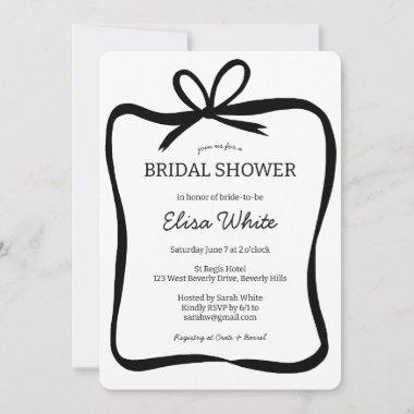 Bow Ribbon Frame Bridal Shower CUSTOM QR Code Invitations