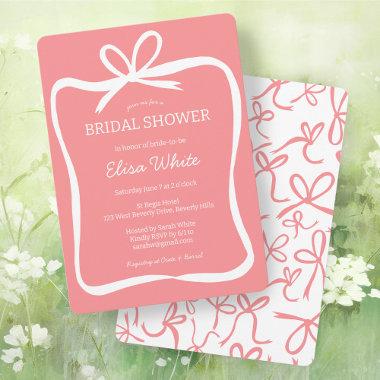 Bow Ribbon Frame Elegant Bridal Shower CUSTOM Invitations