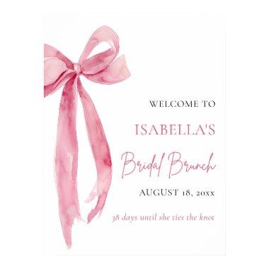 Bow She's Tying the Knot Bridal Brunch Welcome Poster