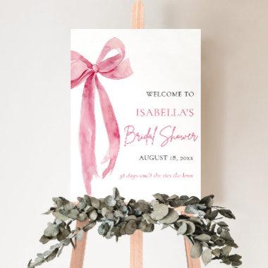 Bow She's Tying the Knot Bridal Shower Welcome Poster