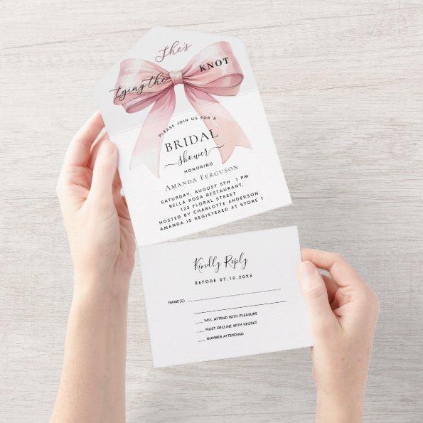 Bow she's tying the knot pink  rsvp All In One