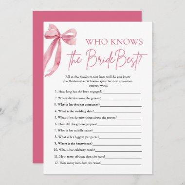Bow Who Knows The Bride Best Bridal Shower Game Invitations