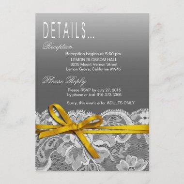 Bows Ribbon & Lace Details | gray yellow Invitations