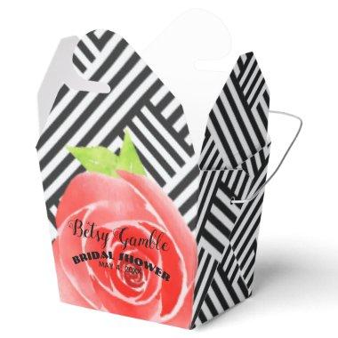 Boxed Stripes Watercolor Roses Derby Take Out Favor Boxes