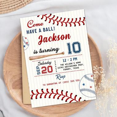 Boys Baseball Birthday Party Invitations