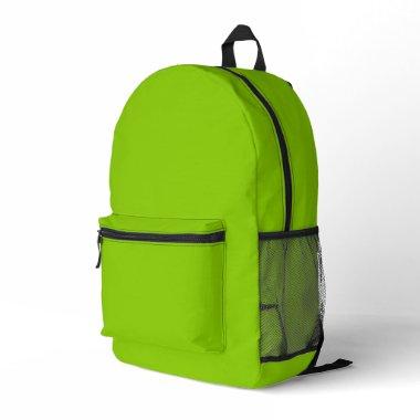 Brat Green Solid Color Printed Backpack