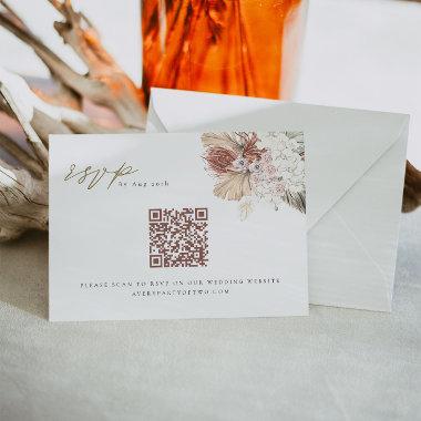 BRENNA Bohemian Tropical Palm QR Code Wedding RSVP Invitations