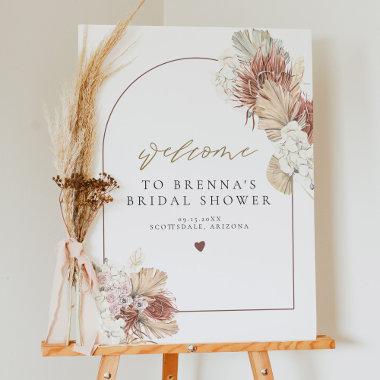 BRENNA Boho Arch Earth Tone Dry Palm Bridal Shower Foam Board