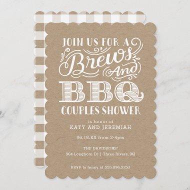 Brews and BBQ Couples Shower on Kraft Invitations