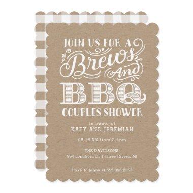 Brews and BBQ Couples Shower on Kraft Invitations