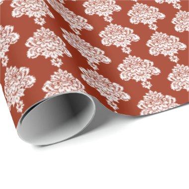 Brick Red | White Damask Wrapping Paper
