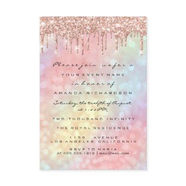 Bridal 16th Rose Gold Wedding Holographic Drips Invitations