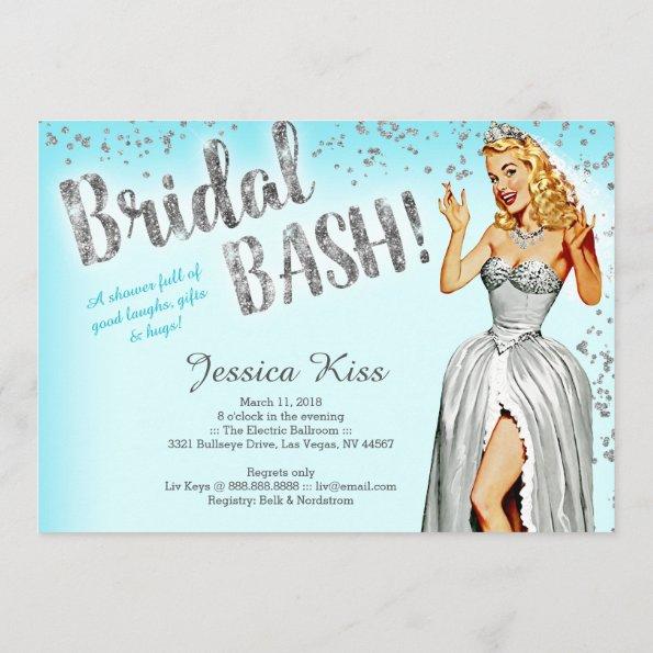 Bridal Bash Vintage Pinup Bride Bachelorette Party Invitations