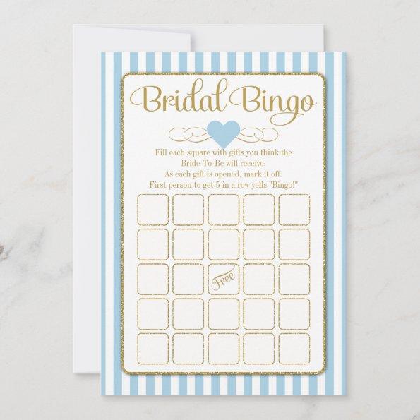 Bridal Bingo Light Blue Gold Bridal Shower Game Invitations
