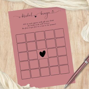 Bridal Bingo Shower Dusty Rose Pink Game Invitations