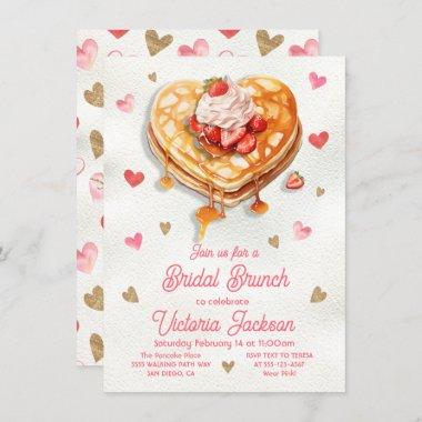 Bridal Birthday Pancake Heart Brunch Invitations