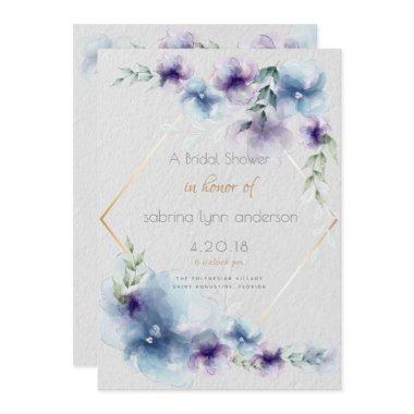 Bridal Blue-Violet Translucent Watercolor Flowers