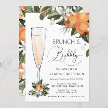 Bridal Brunch and Bubbly Orange Blossom Mimosa Invitations