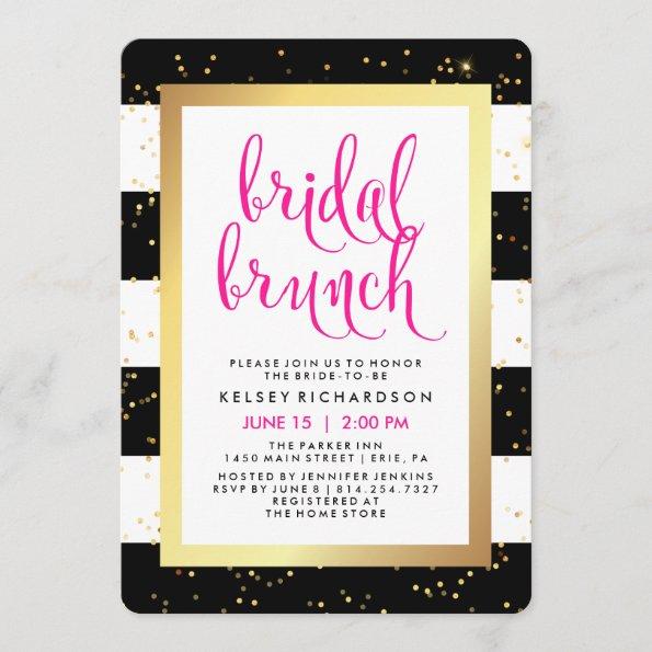 Bridal Brunch | Black White Gold and Pink Shower Invitations