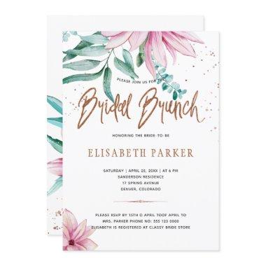 Bridal brunch blush pink copper gold bridal shower Invitations