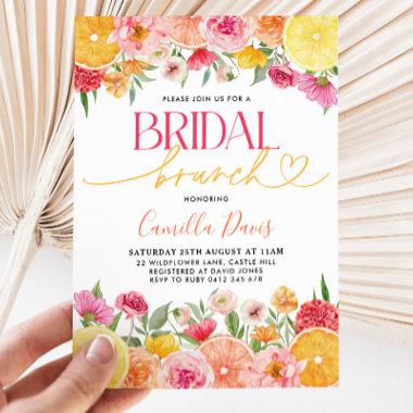 Bridal Brunch Bright Citrus Lemon Bridal Shower Invitations