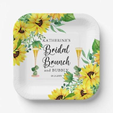 Bridal Brunch & Bubbly Shower Boho Sunflowers Pape Paper Plates