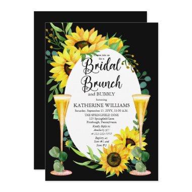 Bridal Brunch Bubbly Sunflowers Eucalyptus Floral Invitations