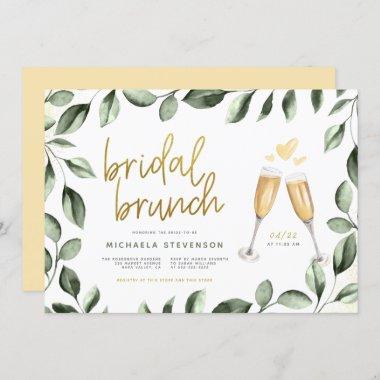 Bridal Brunch Champagne & Eucalyptus Bridal Shower Invitations