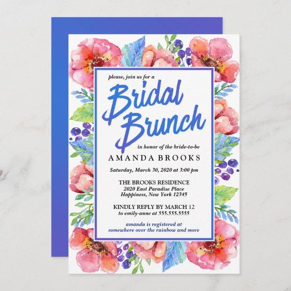 Bridal Brunch Floral Modern Wedding Watercolor Invitations