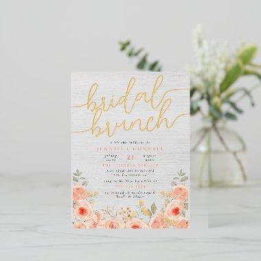 Bridal Brunch Hand-Painted Roses & Script In Real Foil Invitation Post