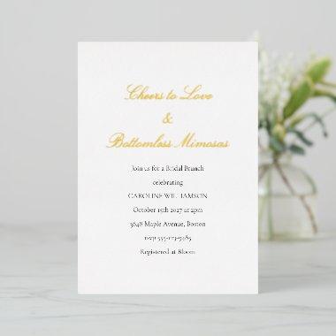 Bridal Brunch Mimosas Funny Quote Black White Gold Foil