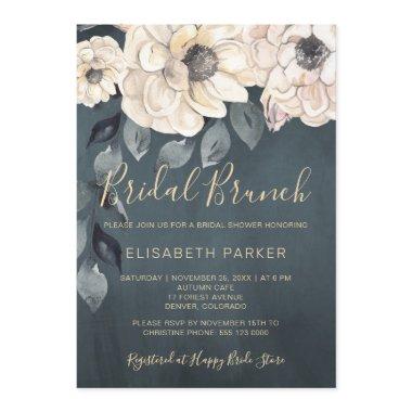 Bridal brunch white flowers script bridal shower Invitations