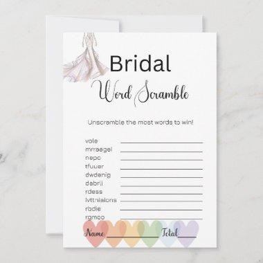 Bridal Gown Bridal White Word Scramble Game Invitations