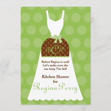 Bridal Kitchen Shower- Lime Apron Gown Invitations