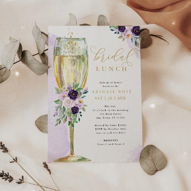 Bridal Lunch Purple Gold Bridal Shower Invitations