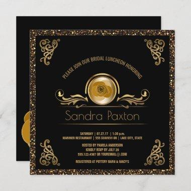 Bridal Luncheon Black Gold | Wedding Bridal Shower Invitations
