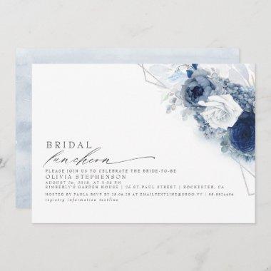 Bridal Luncheon Dusty Blue Floral Bridal Shower In Invitations