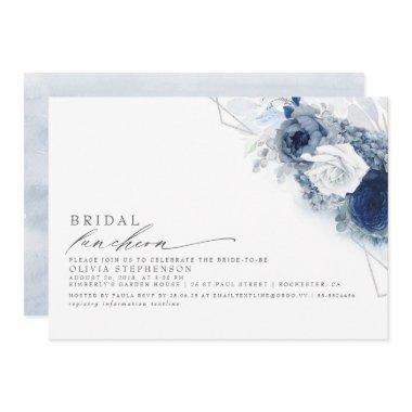 Bridal Luncheon Dusty Blue Floral Bridal Shower In Invitations