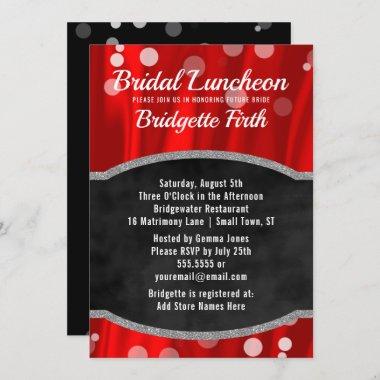 Bridal Luncheon | Elegant Red Black Bridal Shower Invitations