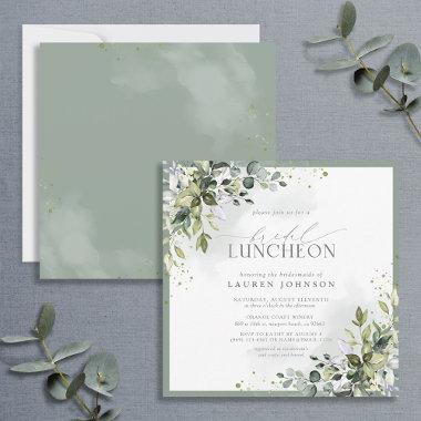 Bridal Luncheon Floral Dusty Blue Eucalyptus Invitations