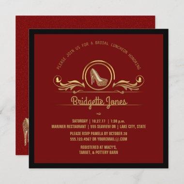 Bridal Luncheon Gold Red | Wedding Bridal Shower Invitations