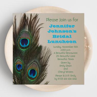 Bridal Luncheon Invitations -- Peacock Feathers