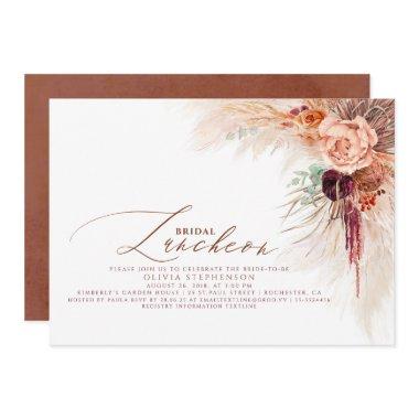 Bridal Luncheon Pampas Grass Terracotta Shower Invitations