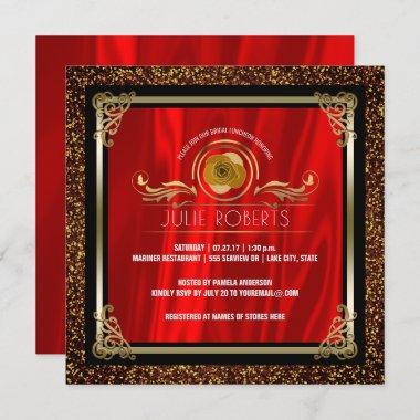 Bridal Luncheon Red Gold | Wedding Bridal Shower Invitations