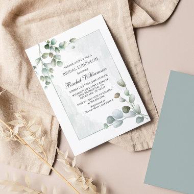 Bridal Luncheon Watercolor Eucalyptus Greenery Note Invitations