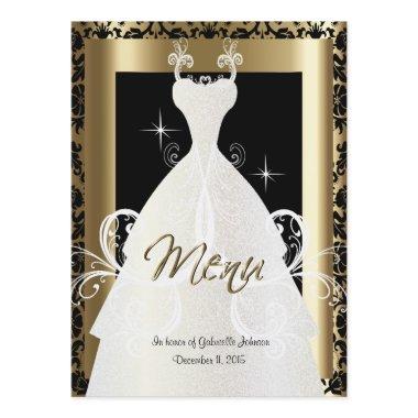 Bridal Menu in Gold & Black Damask