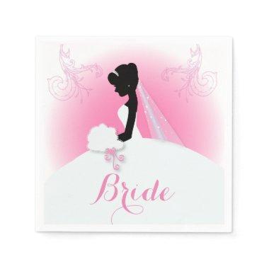 Bridal Mrs Right Pink bride silhouette Napkins