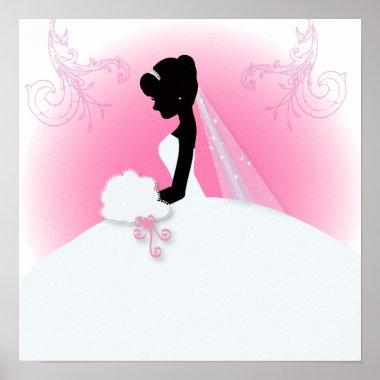 Bridal Mrs Right Pink bride silhouette Poster