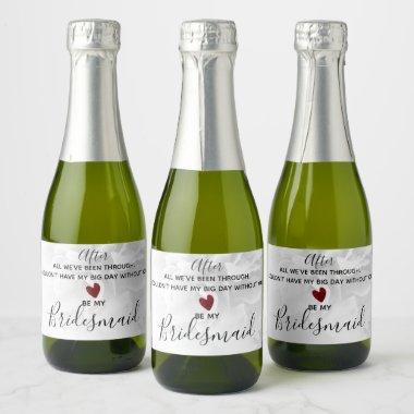 Bridal Party Proposal Be my Bridesmaid Modern Sparkling Wine Label