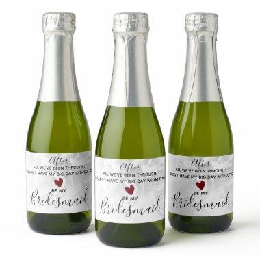 Bridal Party Proposal Be my Bridesmaid Modern Sparkling Wine Label